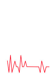 This design is very minimalist, using only one color (red) and one graphic element (the EKG line) to convey a strong message, most likely related to the themes of life, death, or health