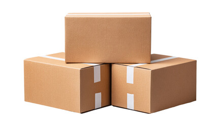 Cardboard boxes stacked on a light background, displaying shipping and storage items for delivery and organization