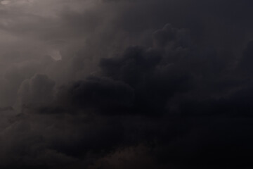 Dark storm clouds before thunderstorm. Dark sky background.