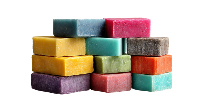 Unique Handmade Soap with Multiple Colors, isolated on transparent background, PNG