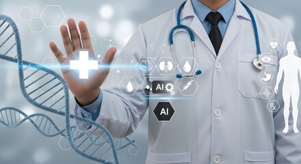 Fototapeta premium Artificial intelligence in healthcare ai doctor medical technology innovation concept