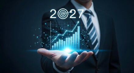 Fototapeta premium Business growth forecast for 2027 investment strategy and financial planning success