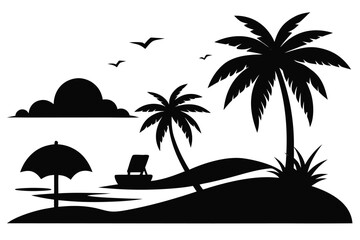 Tropical Beach Silhouette Scene