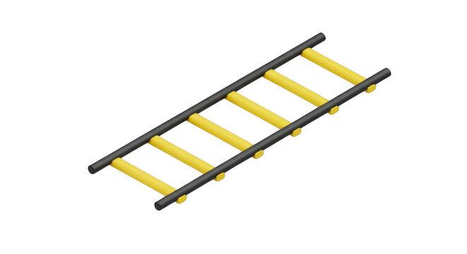 3d icon of rope ladder isolated on transparent background, a flexible climbing equipment for sport, training, and construction, providing access at height
