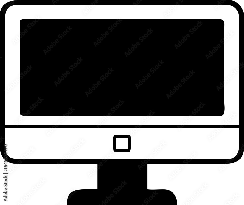 Fototapete monochrome vector icon of a classic desktop computer monitor with a blank screen. simple black and w