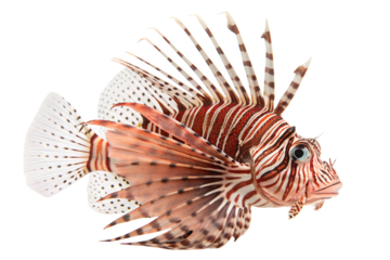 Red Lionfish isolated on a white background
