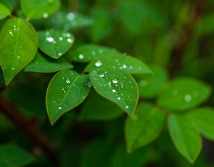 Dewdrops on vibrant green leaves (1)