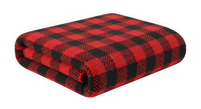 Red Black Plaid Fleece Blanket Cozy Throw