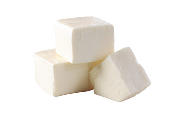 Three Blocks of White Cheese Isolated on White Transparent Background