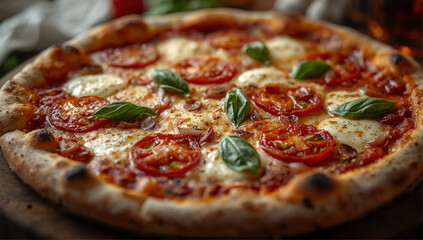 Pizza with salami and cheese