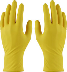 Bright yellow rubber gloves ready for cleaning tasks at home or in the kitchen