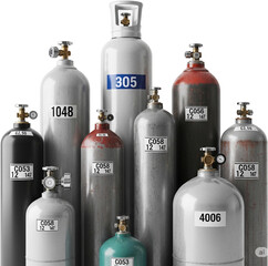 Diverse collection of gas cylinders showcasing industrial utility and safety measures