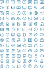 Business Travel Food Technology Education Minimal Line Icons Set - Vector EPS