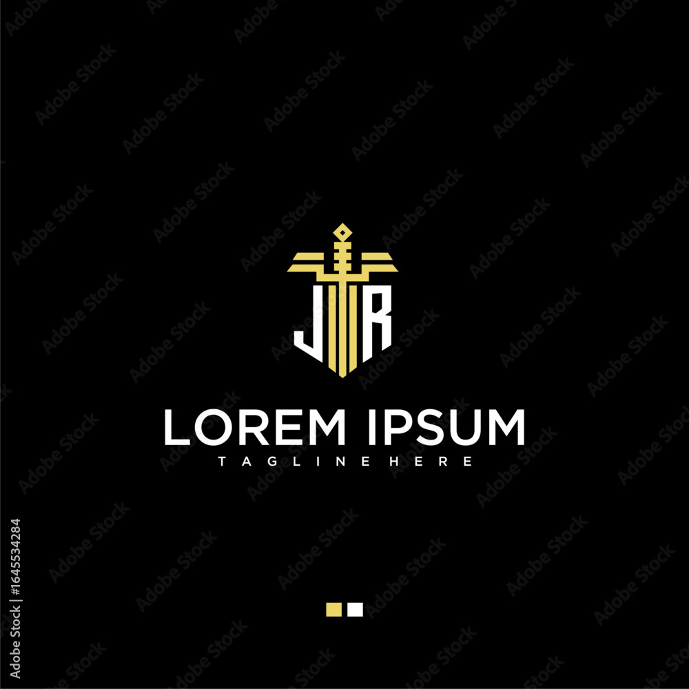 Poster jr initial monogram for lawfirm logo with sword style image