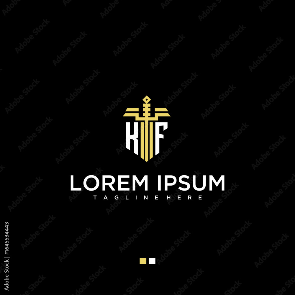 Poster kf initial monogram for lawfirm logo with sword style image