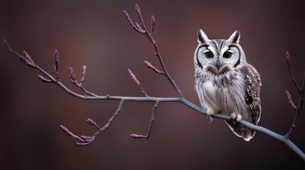 Owl perched on branch