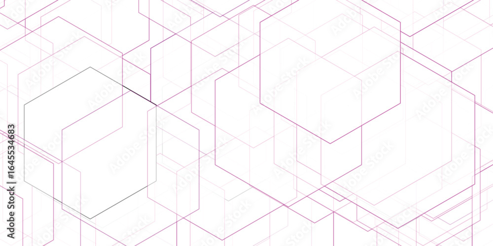 Aufkleber abstract geometric background with overlapping hexagonal shapes in shades of purple and a clean whit