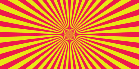 Abstract burst of color radial pattern in vibrant red and yellow suitable for backgrounds and design elements with a retro aesthetic feel.