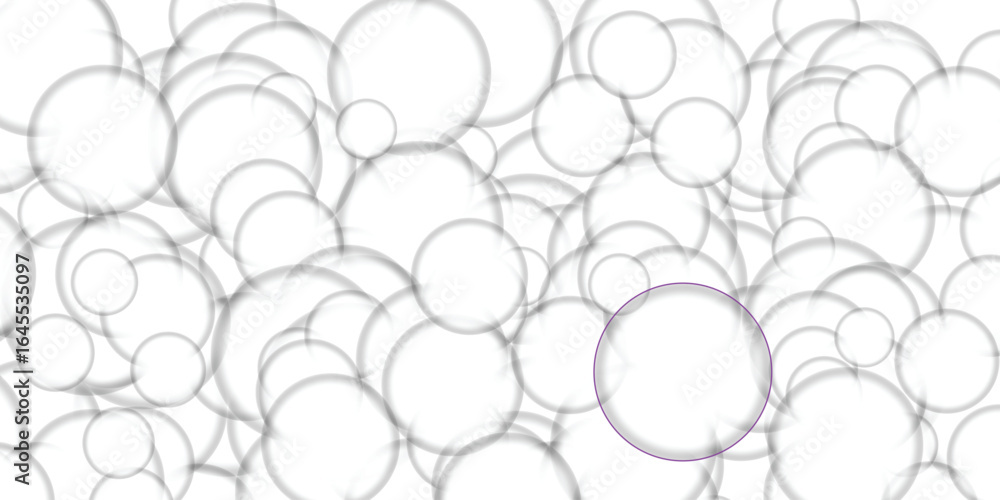 Poster abstract soap bubbles background pattern of overlapping transparent circular shapes isolated on whit