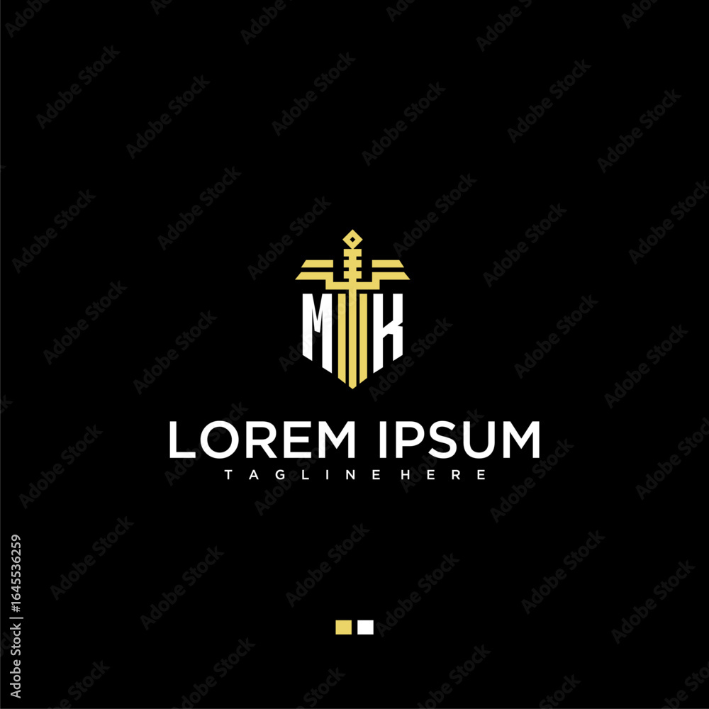 Poster mk initial monogram for lawfirm logo with sword style image