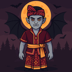 Obraz premium Vampire in Balinese Traditional Costume for Halloween