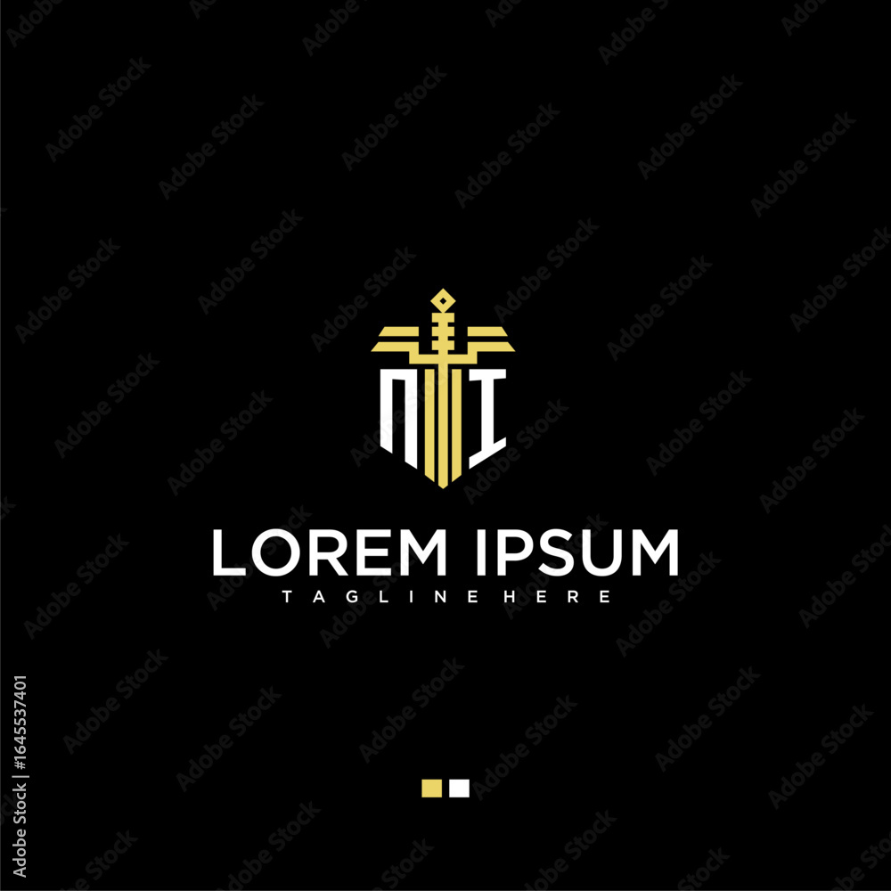 Poster ni initial monogram for lawfirm logo with sword style image