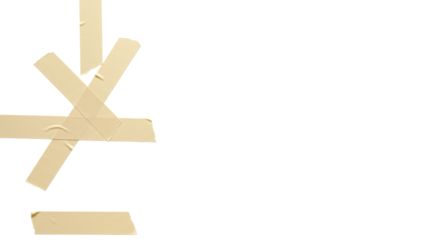 Light beige masking tape pieces with rough edges in abstract patterns on transparent background, soft high-key studio light, ample copy space, concept of structured business innovation