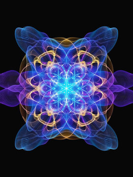 Radiating Abstract Energy Burst with Symmetrical Floral Wave Pattern &ndash; Digital Art Design"