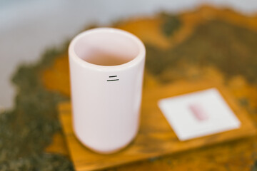 black drip coffee in ceramic cup.
