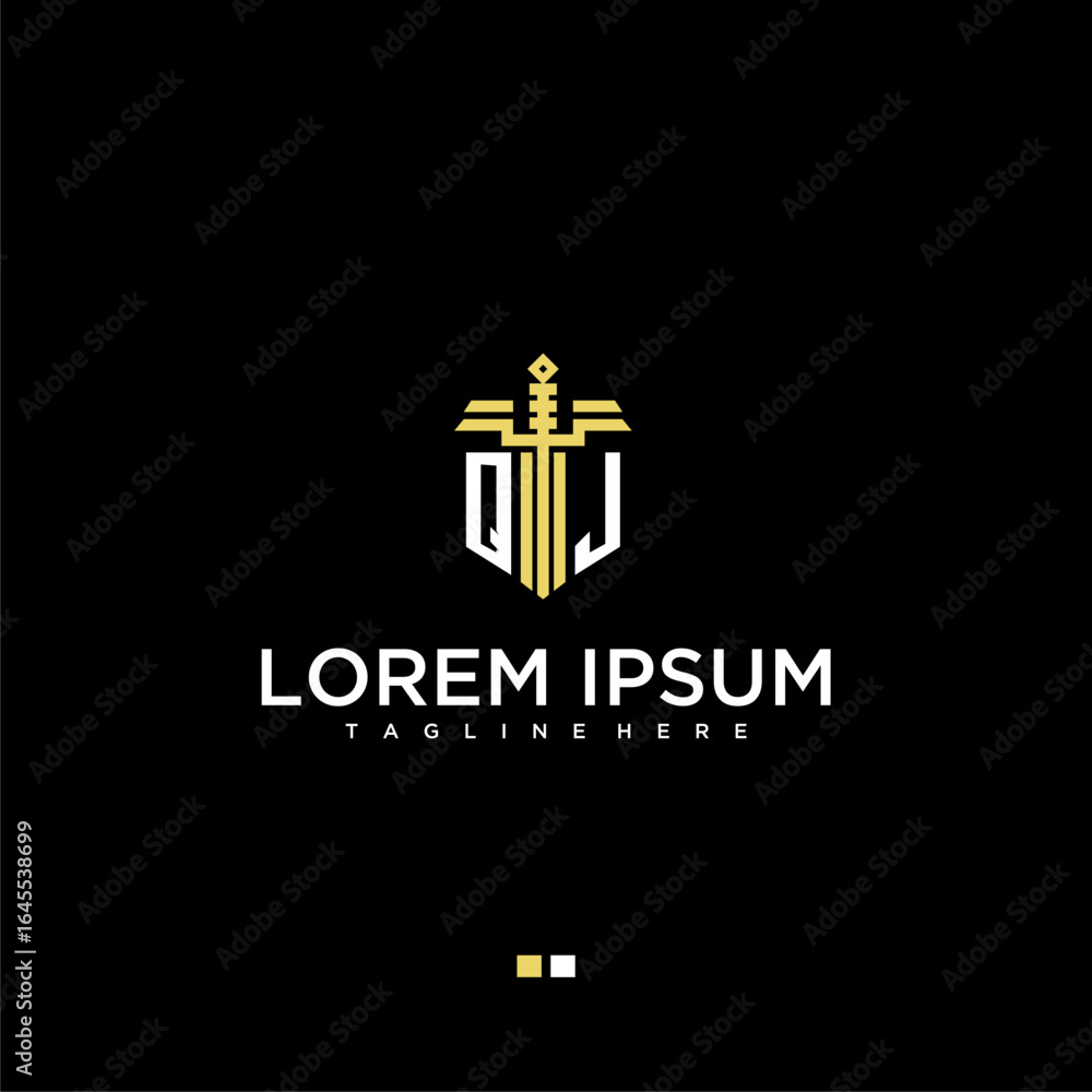 Poster qj initial monogram for lawfirm logo with sword style image