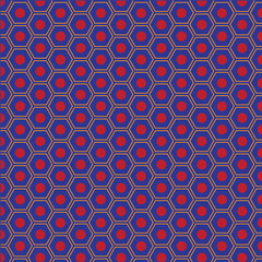 seamless geometric pattern with circles, Hexagon with Polka Dot Pattern in Blue, Abstract background with hexagons seamless pattern vector design 