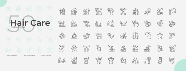 Hair Care Line Editable Icons set. Vector illustration in modern thin line style of Hair Care icons: care, salon, hairdresser, etc