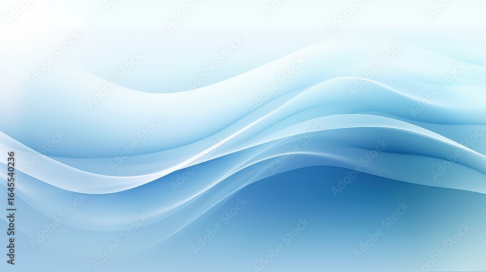 Poster smooth, flowing blue waves create an abstract, calming background with gradients and soft light effe