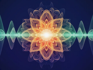 Radiating Abstract Energy Burst with Symmetrical Floral Wave Pattern &ndash; Digital Art Design"