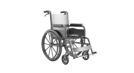 Fototapeta premium 3d icon of a silver and black wheelchair for disabled people, isolated on transparent background medical equipment for mobility and support