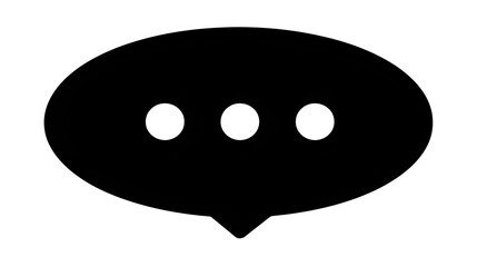 Fototapeta premium Chat bubble with three animated dots, black silhouette, isolated, --ar 16:9
