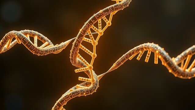 A DNA helix woven from mathematical formulas, entwining all known life within its spiral.