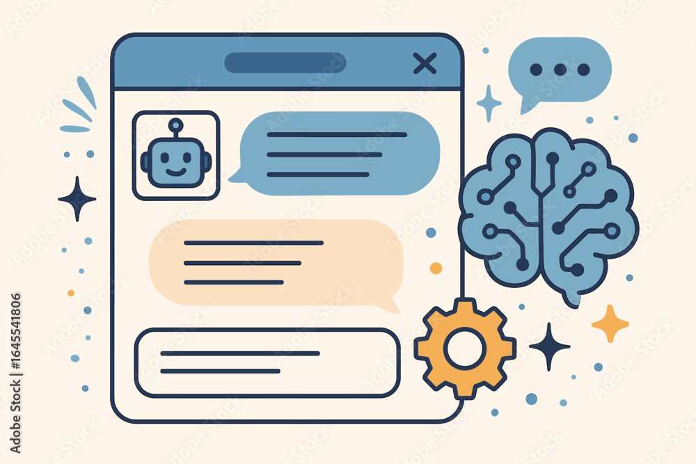 Poster ai chatbot concept. artificial intelligence chat bot support. virtual assistant conversation. online