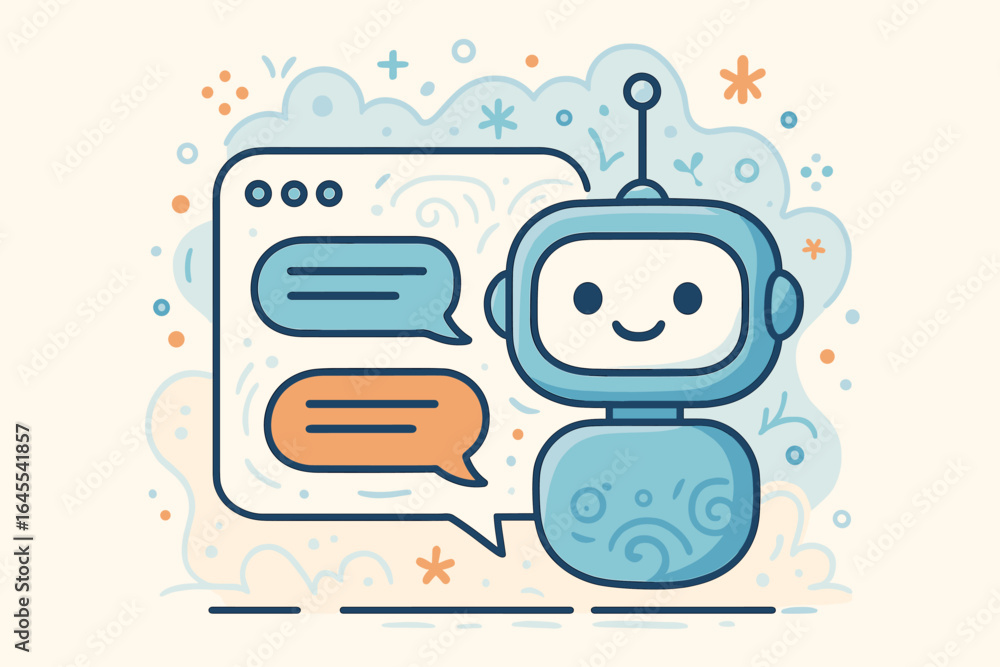 Aufkleber cute chatbot robot character with chat bubble window. ai virtual assistant for customer support. onl