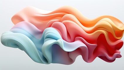A smooth, flowing abstract form with soft gradients of pastel colors blending seamlessly in a dynamic, wave-like sculpture.