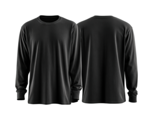 Stylish black long sleeve shirt front view apparel design, isolated on transparent background, png