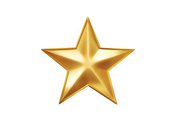 Fototapeta premium Shiny Golden Star 3D Render, Isolated on White Transparent Background