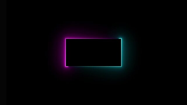Neon Glowing 1G Isolated on Black Background.  pink and saine. Rectangle frame neon light glowing....