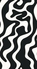 Abstract black and white wavy pattern resembling fluid, organic shapes creating a high-contrast optical illusion effect.