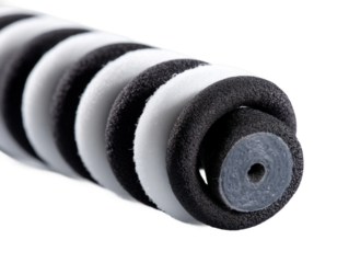 Foam roller action for muscle recovery fitness product, isolated on transparent background, png