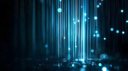 Abstract Digital Light Streams with Floating Particles in Blue