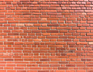 Red brick wall texture, uniform pattern, subtle variations in color and tone