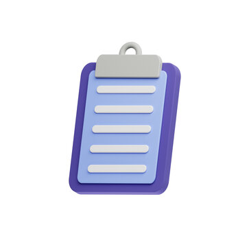 3D Clipboard with Notes &ndash; Task Management, Checklist, and Planning Concept, Transparent BG, PNG