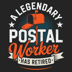 Legendary Postal Worker Retirement T-Shirt Design – Vintage Style Mailbox Graphic