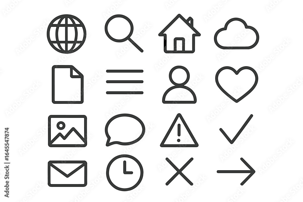 Poster web icons set. user interface line collection for website and mobile app. minimalist ui ux design el